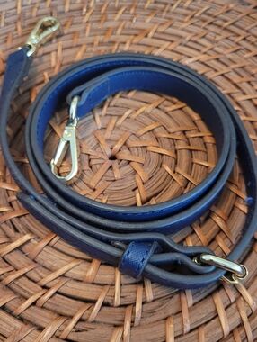Navy Crossbody Strap with Gold Hardware